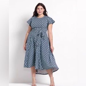NEW Lena Geometric Print Midi Dress by Lane Bryant